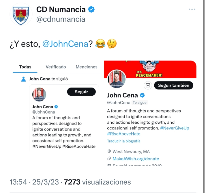 El Numancia anuncia el fichaje de un seguidor ilustre para su Twitter: actor y luchador de la WWE