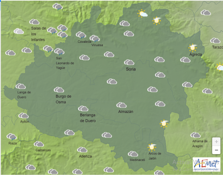 El tiempo en Soria: Continúa el cielo cubierto y las precipitaciones débiles