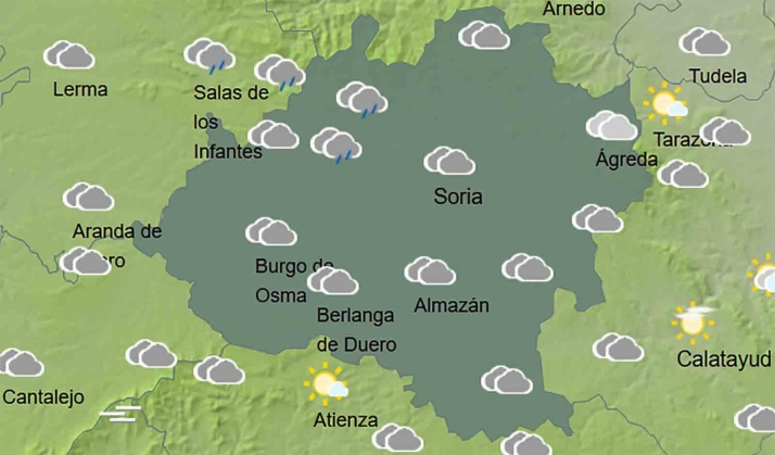 El tiempo en Soria: Cielos cubiertos y precipitaciones débiles