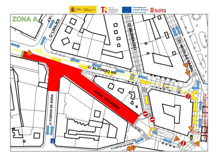 Conoce las modificaciones de tráfico que se realizarán por las obras de la calle Alfonso VIII y Avenida de Navarra
