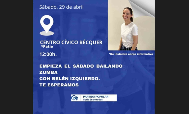 Belén Izquierdo, candidata al Ayuntamiento de Soria, invita a bailar zumba este sábado