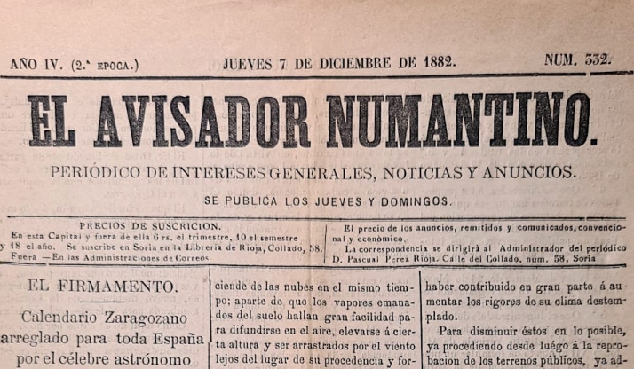 ¿Qué se anunciaba en los periódicos de Soria en 1882?