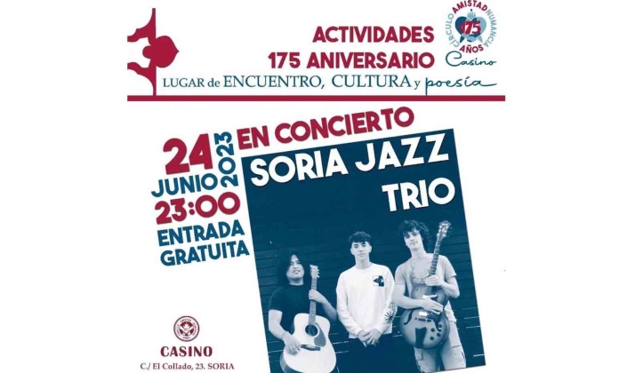 Este sábado, concierto de Soria Jazz Trio en el Casino