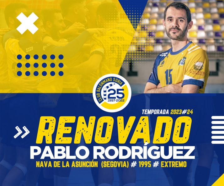El BM Soria mueva la primera pieza de cara al próximo curso: Pablo Rodríguez, renovado