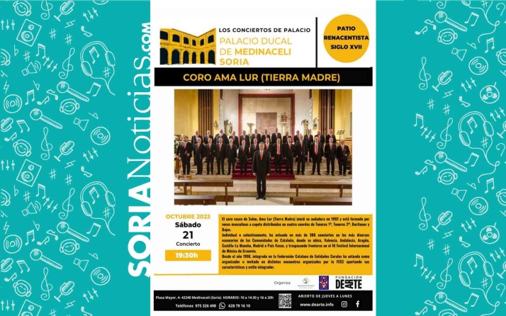 Las 30 voces del grupo Ama Lur se escucharán en el Palacio Ducal de Medinaceli este sábado 