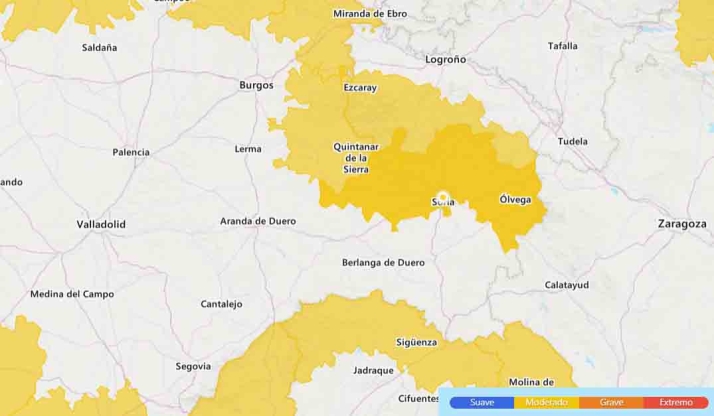 Aviso por fuertes vientos para este jueves en Soria