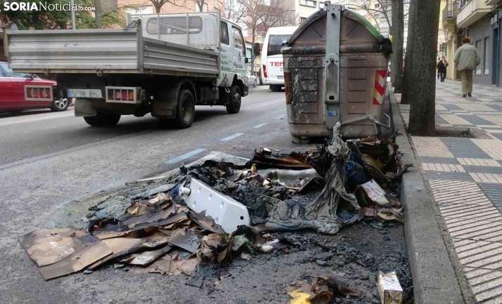 Vandalismo en Soria: Queman tres contenedores esta noche