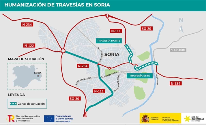 Adjudicadas por 7,3 M€ las obras en las travesías norte y este de Soria