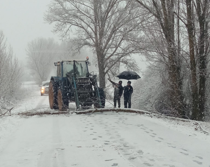 Los vecinos de un pueblo de Soria logran despejar una carretera cortada por la nevada