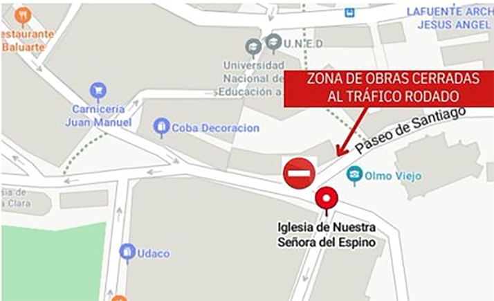 Corte en uno de los accesos al parque del Castillo