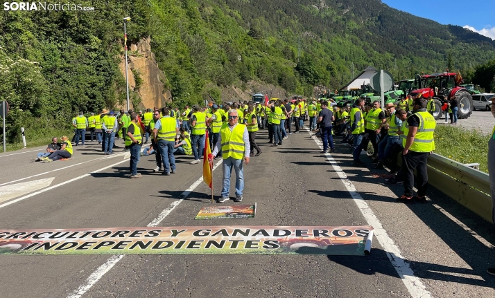 Más de medio centenar de profesionales del campo soriano se unen a las protestas francesas en la frontera