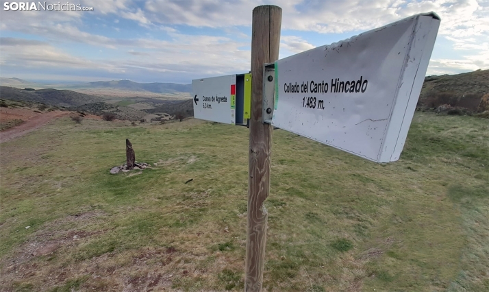 Señalítica del GR-86 en el paraje del Canto Hincado, en el Moncayo agredeño. /PC