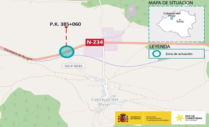 Aprobada defintivamente la intersección de la N-234 con el acceso a Cabrejas del Pinar
