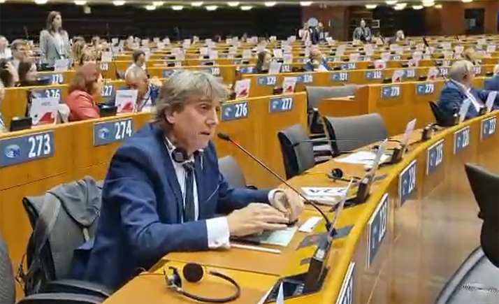 Mínguez, durante su intervención en el edificio Jacques Delors. 