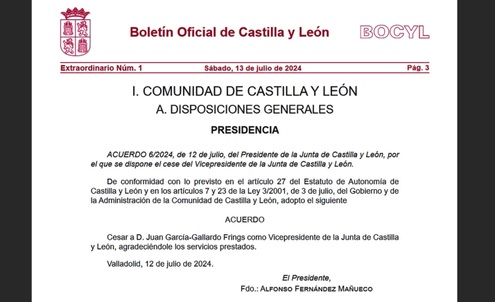 El Bocyl con el cese de García-Gallardo.