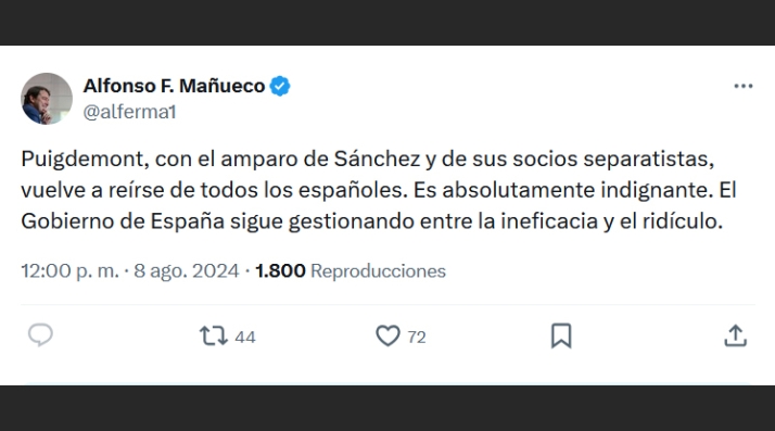 Mañueco: Puigdemont se vuelve a reír de los españoles