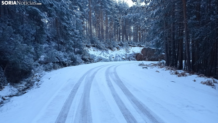 Dos carreteras de Soria afectadas por la nieve