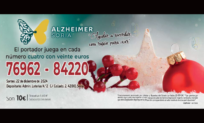 Alzheimer Soria abonará su lotería a partir del día 7
