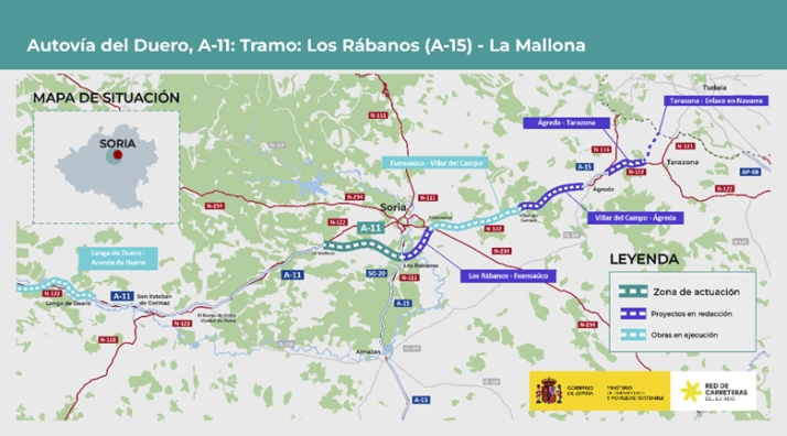 Licitada, por 4,9 M€ la actualización del proyecto de la A-11 entre Los Rábanos y La Mallona