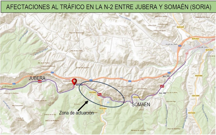 La N-2 entre Jubera y Somaén estará cerrada por obras hasta el 31 de julio 