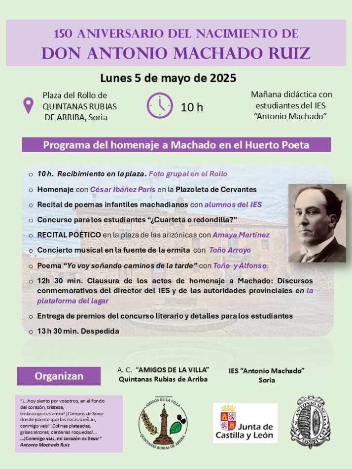 El legado de Machado revive en Quintanas Rubias de Arriba con un homenaje por su 150 aniversario