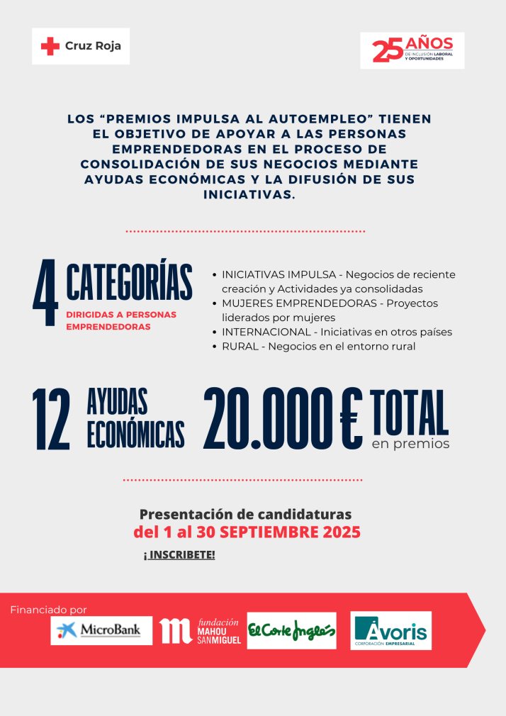 20.000 euros para dar viabilidad a proyectos de autoempleo: así son los Premios Impulsa de Cruz Roja