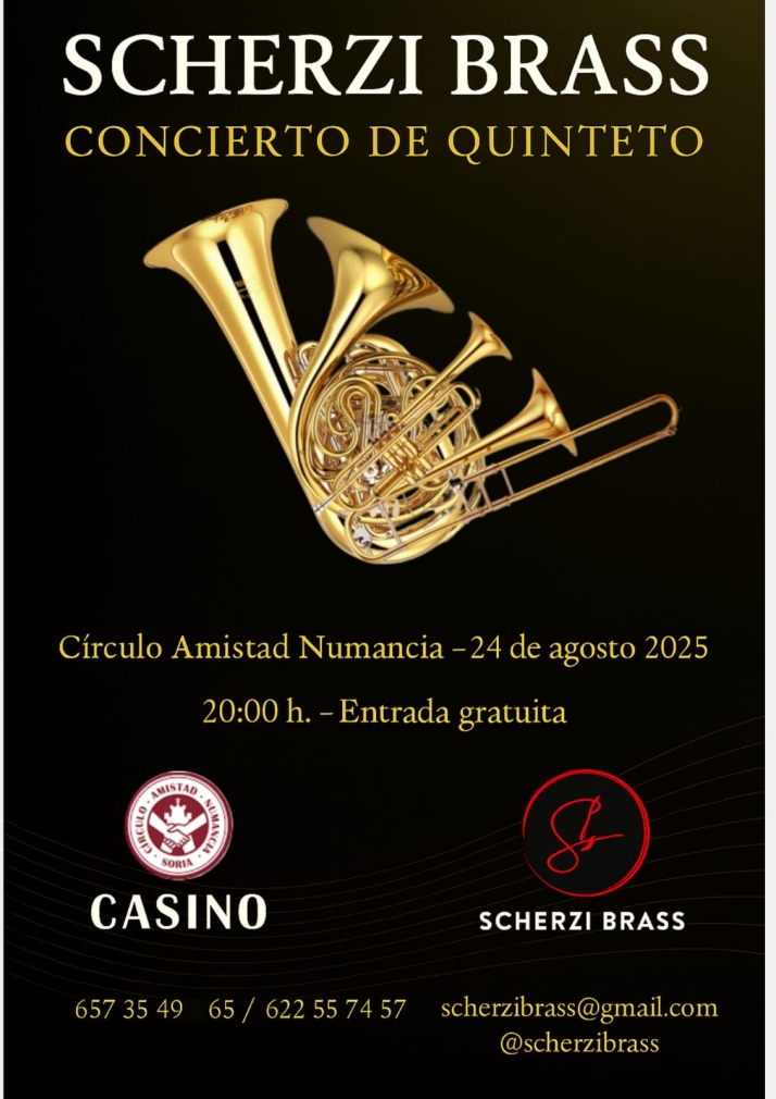Los metales de Scherzi Brass resonarán este domingo en el Casino con entrada gratis