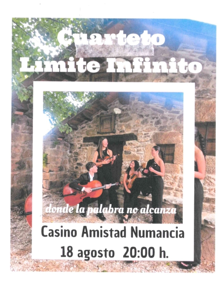 El Cuarteto Límite Infinito ofrece un concierto gratuito en el Casino el 18 de agosto