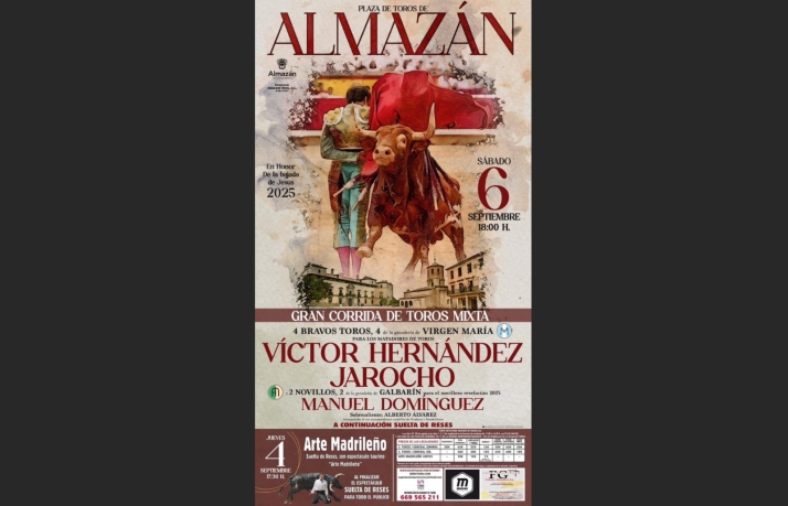 Víctor Hernández y Jarocho encabezan el cartel de la feria taurina de Almazán 