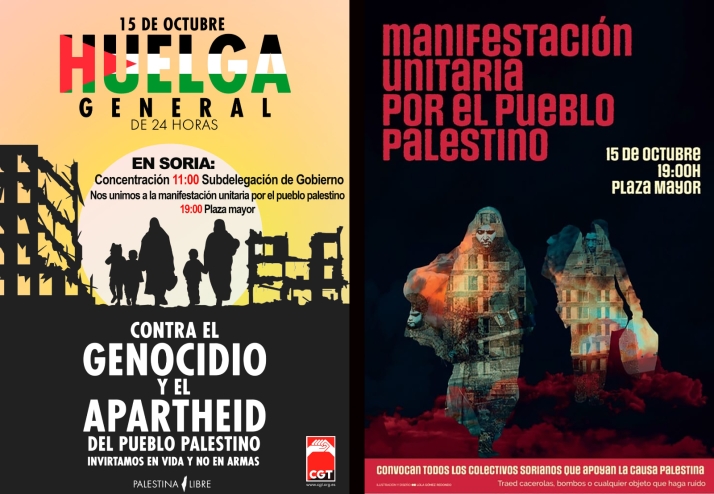 CGT convoca huelga general en Soria este 15 de octubre y se suma a la manifestación por Palestina