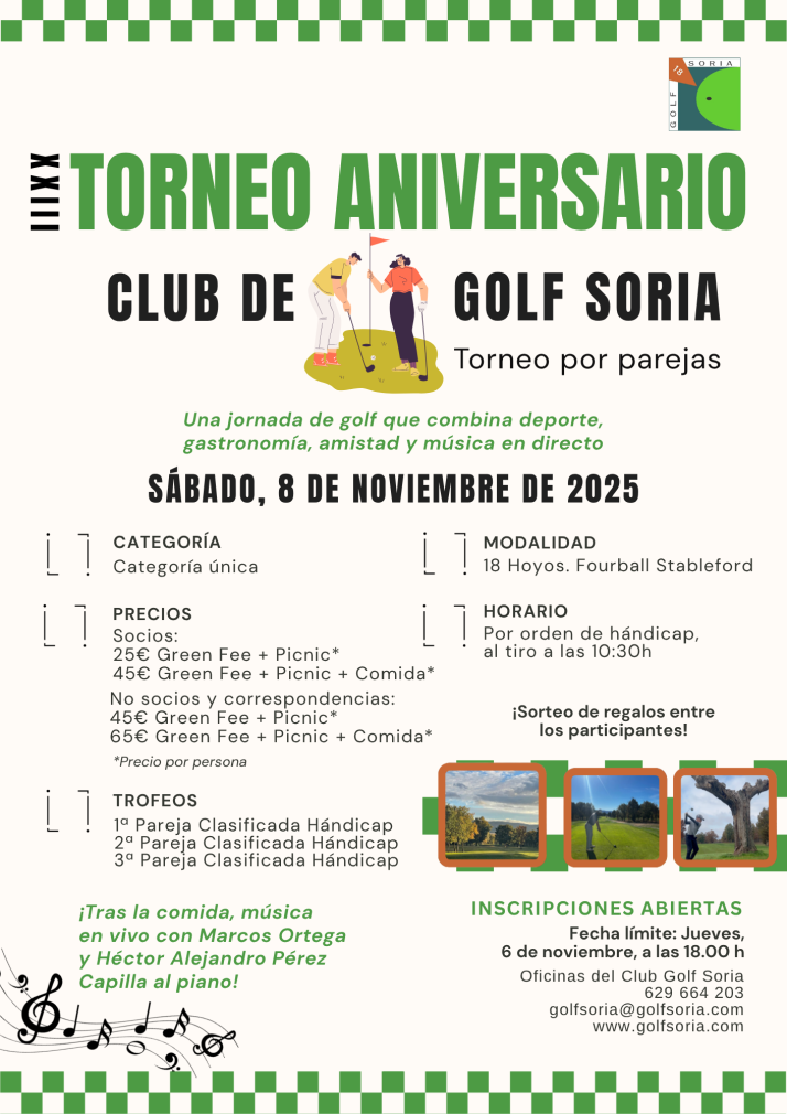 Inscripciones abiertas en Golf Soria para el Torneo Aniversario 