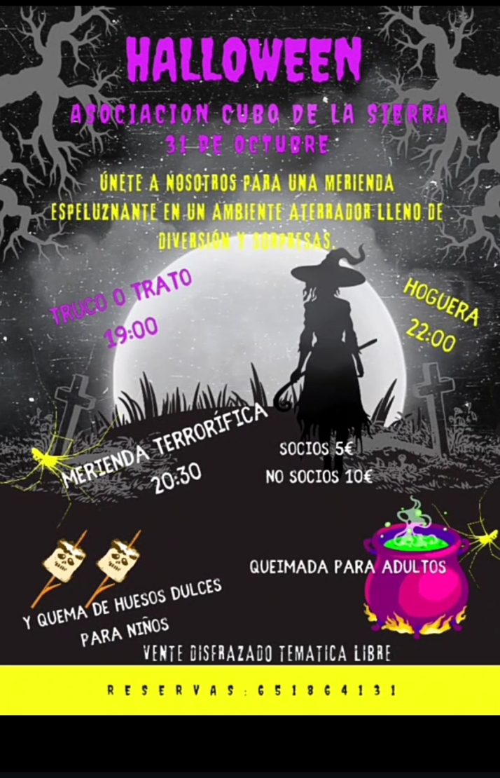 La noche de Halloween revive en Cubo de la Sierra con hoguera y queimada