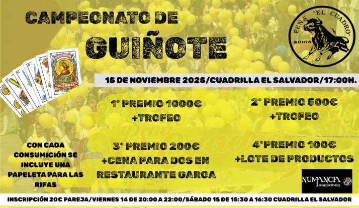 El campeonato de guiñote de El Cuadro, el sábado 15