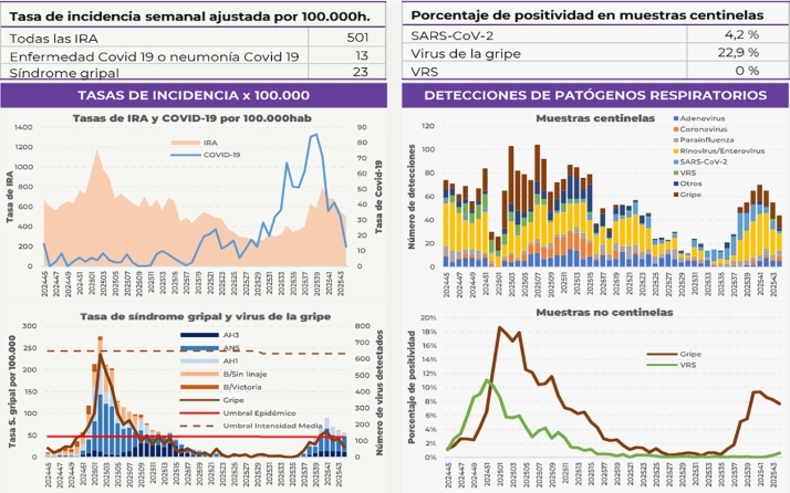 La tasa respiratoria en Castilla y León se mantiene en nivel bajo con 501 casos semanales por 100.000 habitantes