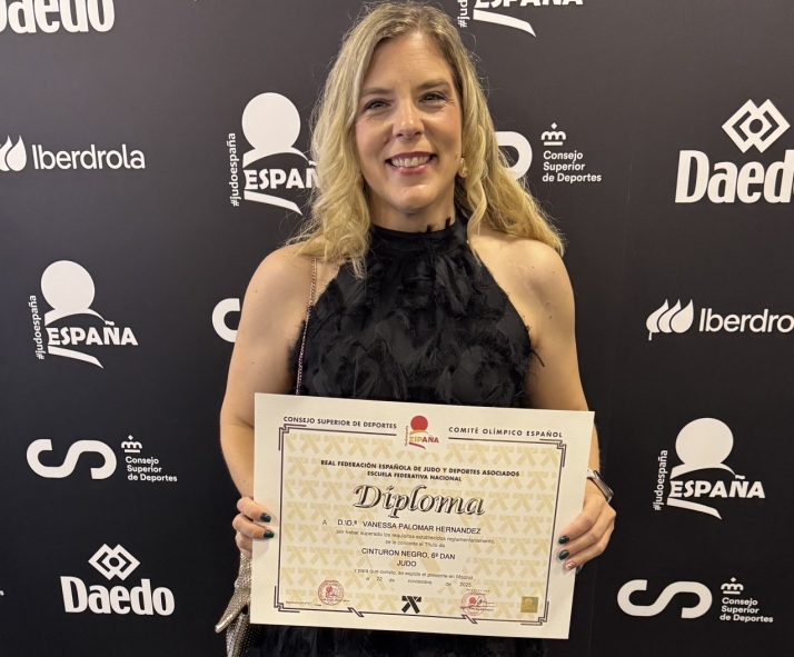 La judoka soriana Vanessa Palomar recibe su distinción como 6º Dan en el Comité Olímpico Español