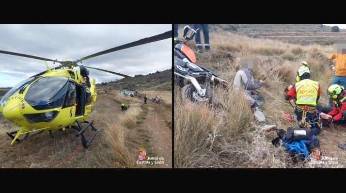 Evacuado en helicóptero un motorista tras sufrir una caída en San Felices