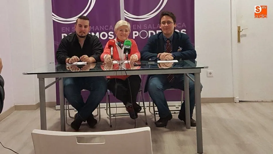 Álvaro García, Pilar Moreno e Ignacio Paredero, dirigentes de Podemos Salamanca