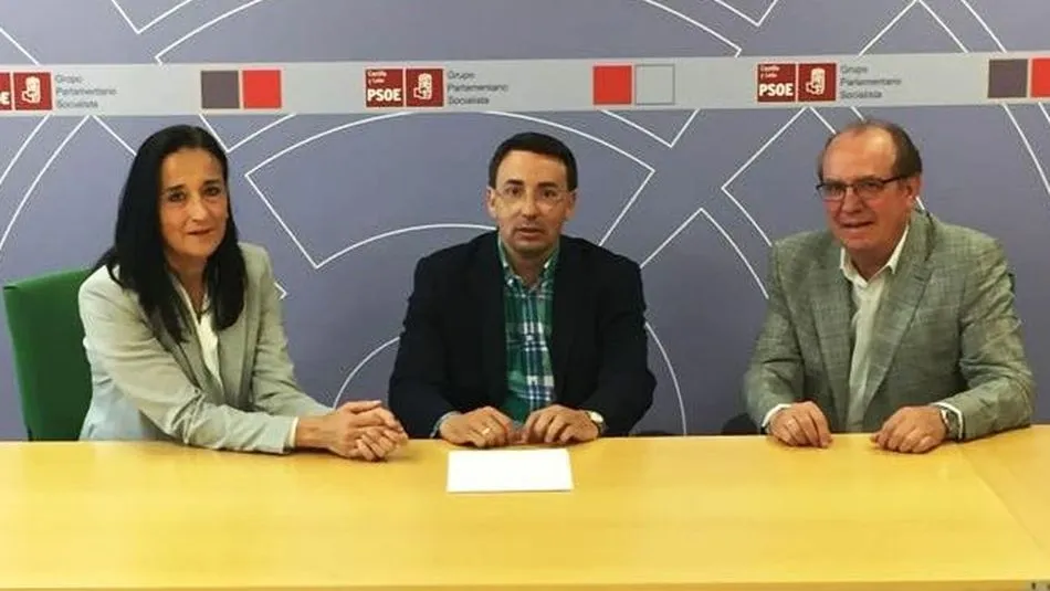 Pilar Gredilla y Nicolás Ávila, presidenta y vicepresidente autonómicos de ANPE respectivamente, junto al portavoz en Educación del Grupo Socialista en las Cortes, Fernando Pablos