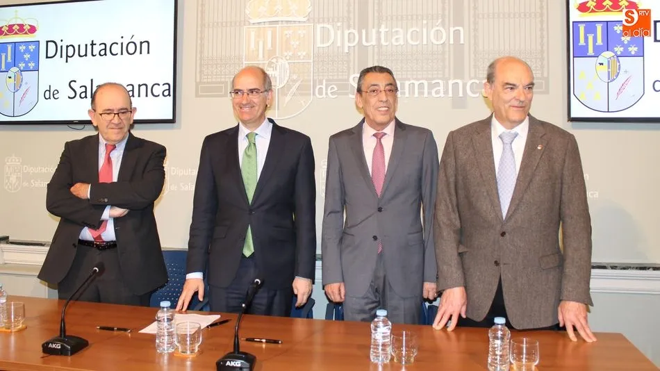 José Manuel Jiménez, Javier Iglesias, Bienvenido Mena y Manuel Rufino, en el presentación del convenio