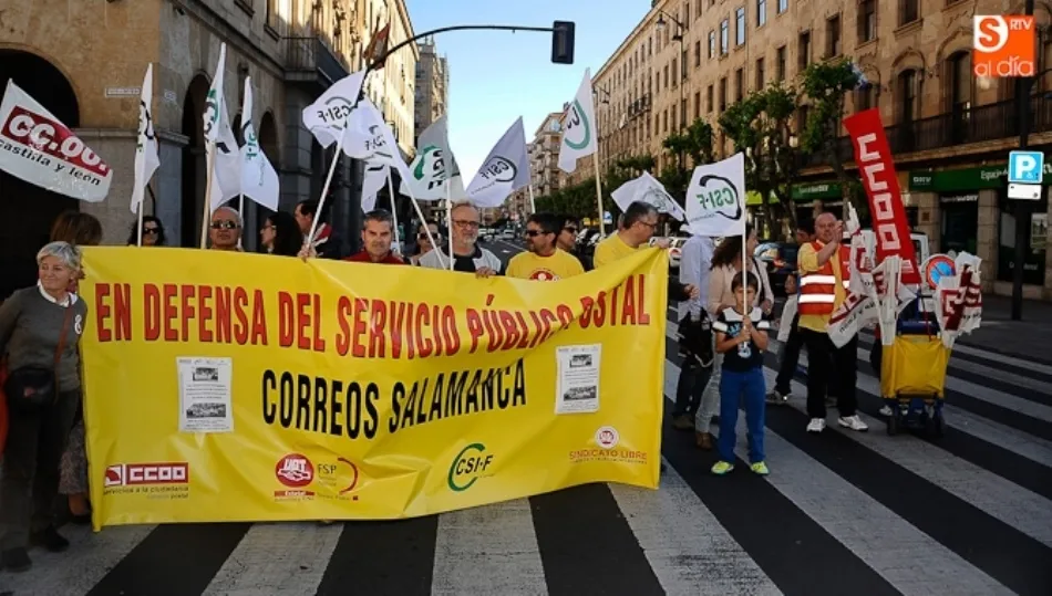 Una de las manifestaciones anteriores de empleados de Correos, en la Gran Vía