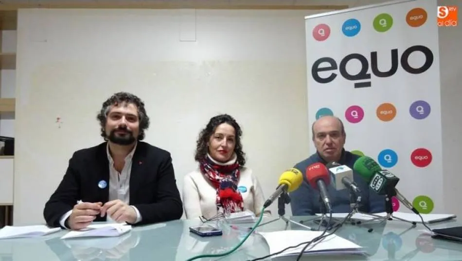 Sarrión, a la izquierda, en otra rueda de prensa anterior junto a integrantes de Equo y Stop Uranio