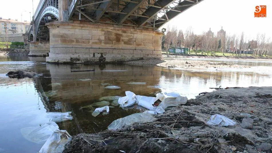 La rotura de la pesquera ha provocado un descenso del cauce y suciedad al paso del Tormes por Salamanca