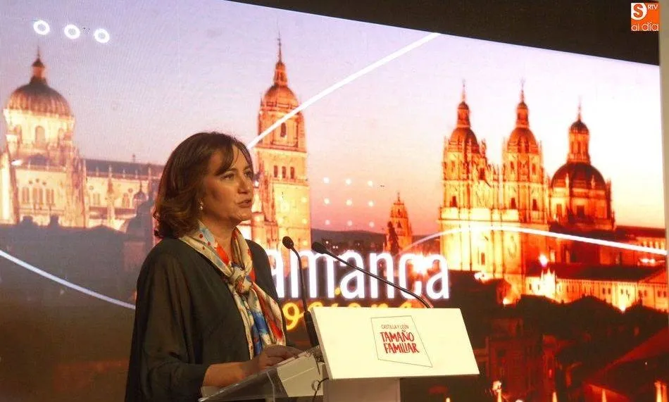 La consejera de Cultura, durante la presentación de Salamanca emociona