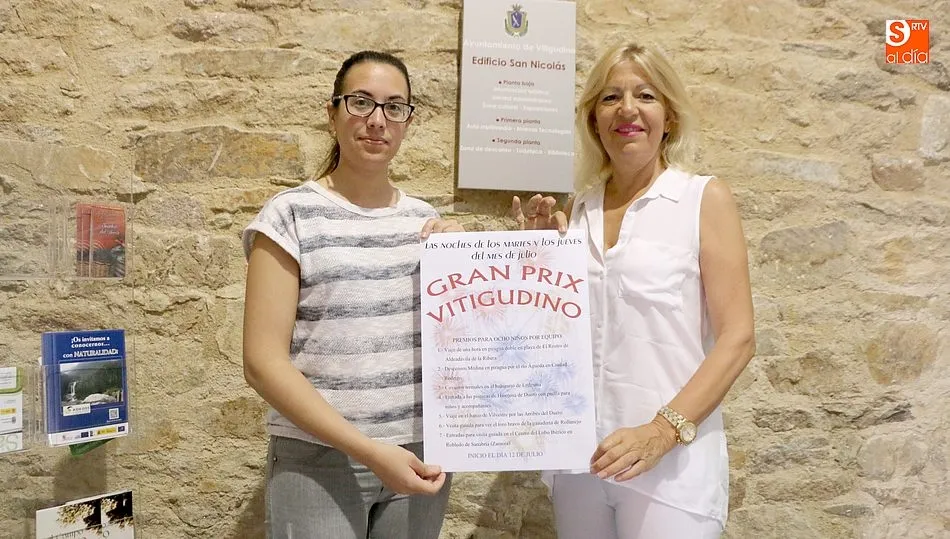 Tania Bernal y María Teresa Marcos en la presentación de una nueva edición del Gran Prix de Vitigudino