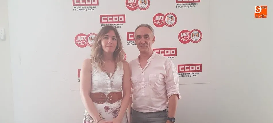 Manuel Estacio, de CCOO y Nuria Gómez, de UGT