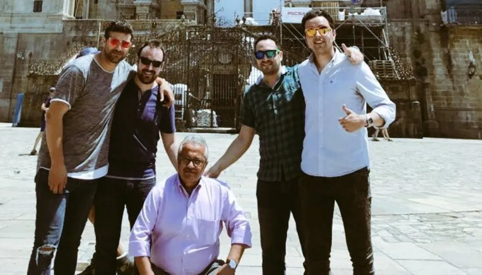 Alvaro Rubio, Carlos Tabernero, Toni Lorenzo Melgar, Javier Garrote y Pablo Acebo, el equipo de Cope Salamanca en Santiago de Compostela