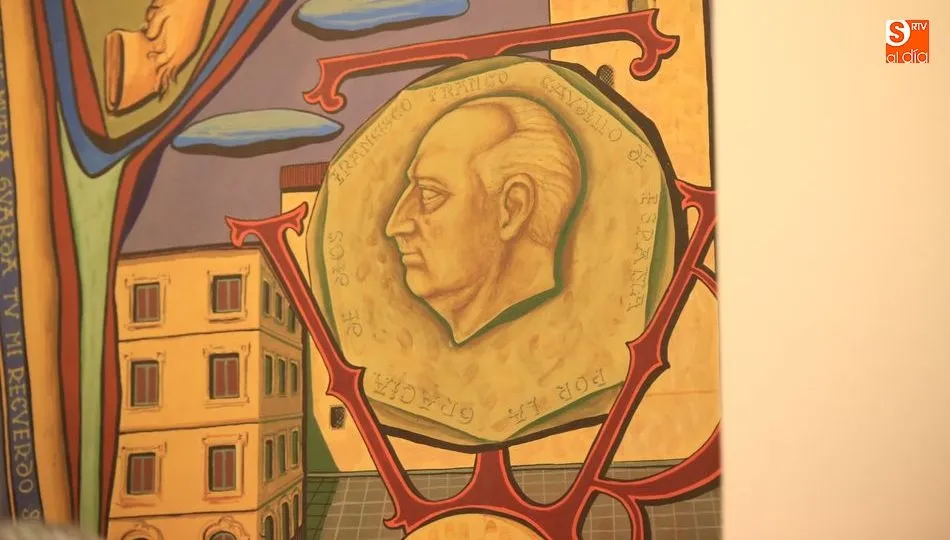 La imagen de Franco del mural del salón de plenos, objeto de debate. Fotos: Alberto Martín