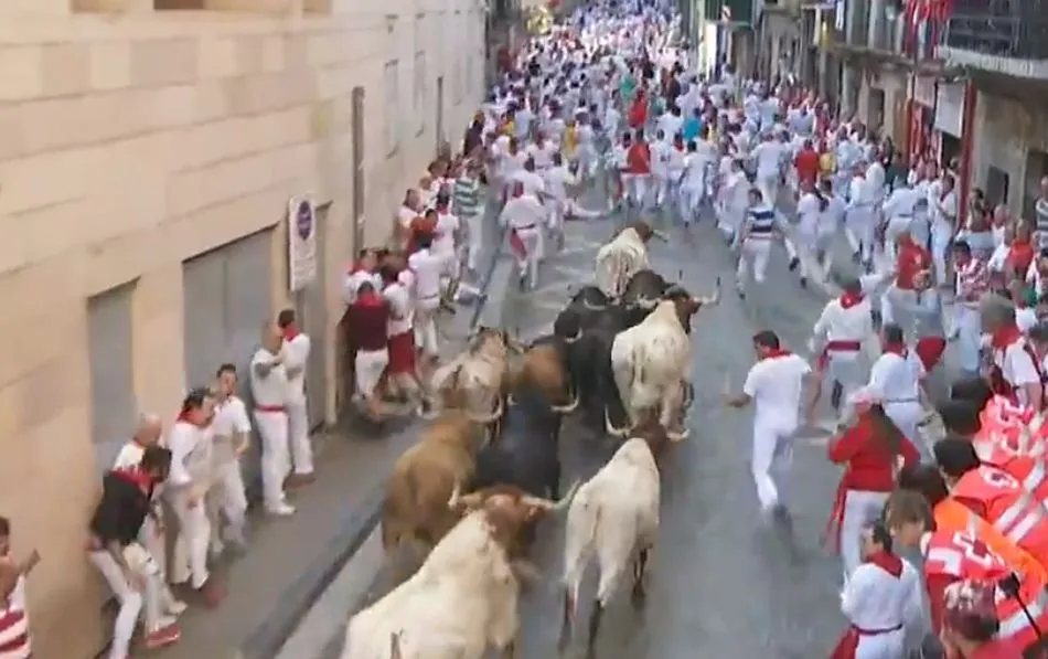 Cuarto encierro de San Fermín en Pamplona.