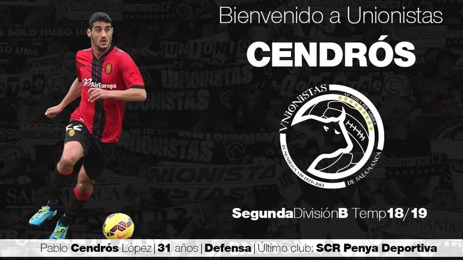 Pau Cendrós López, nueva incorporación de Unionistas de Salamanca CF.
