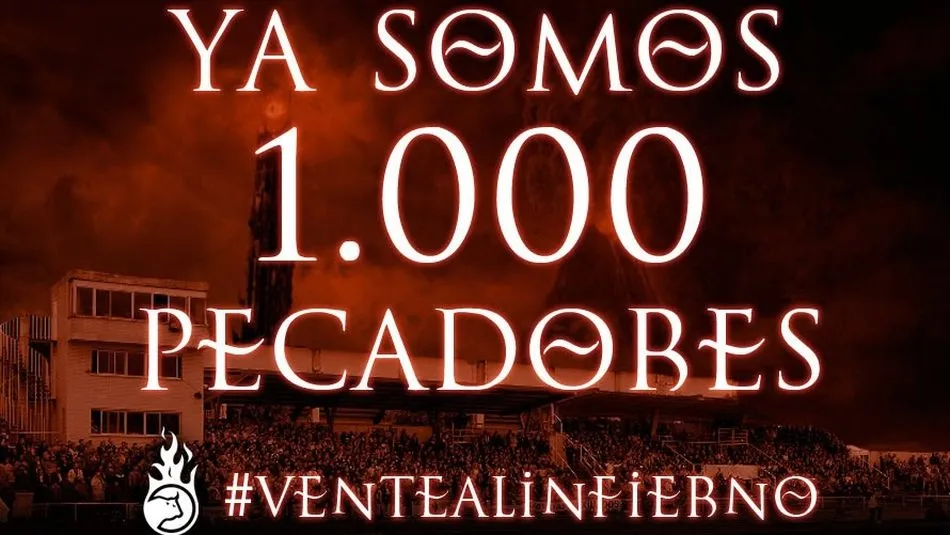 Cartel de Unionistas para celebrar que supera la barrera de 1.000 socios.